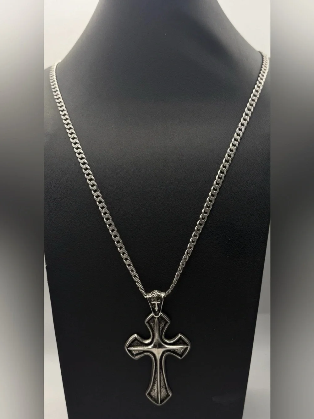 Barse Jewelry Silver Cross Biker Pendant on 30